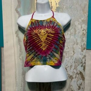 Tie-Dye Halter Crop Top sz: medium/large
